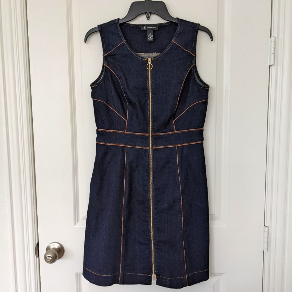 International Concepts Front Zip Denim Sheath Dress Size 4